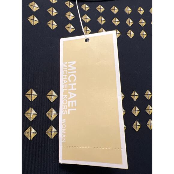 NWT Michael Michael Kors Womens Chain Dot Print Shift Stretch Dress Size 1X Blue - Picture 5 of 6